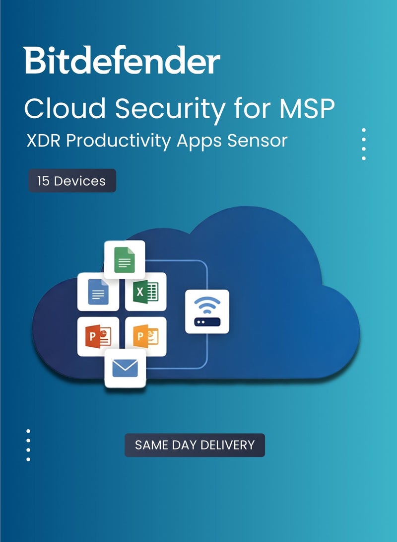 Bitdefender Cloud Security for MSP – XDR Productivity Apps Sensor 15 Devices for 1 Year | Digital License | SAME DAY DELIVERY